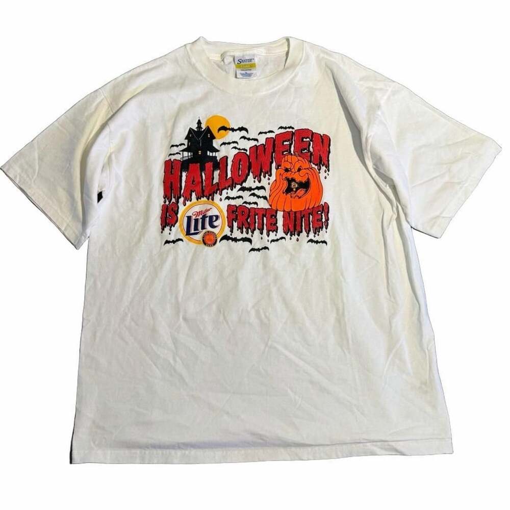 Santee Gold Miller Lite Halloween Frite Nite T-Shirt Size XL